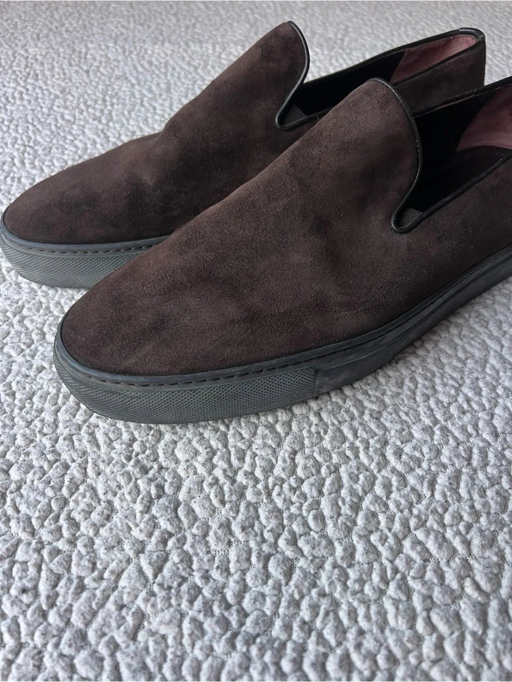 Giorgio Armani Made in Italy Brown Suede Slip On Sneakers Loafers Office EU 45